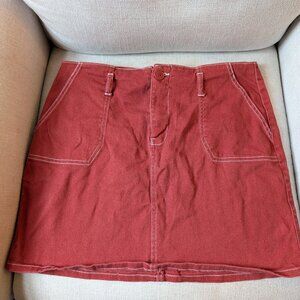 Rue 21 Denim Mini Skirt Red Burgundy Size XL